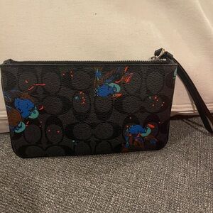 Coach Black Wristlet with Blue and Red Design